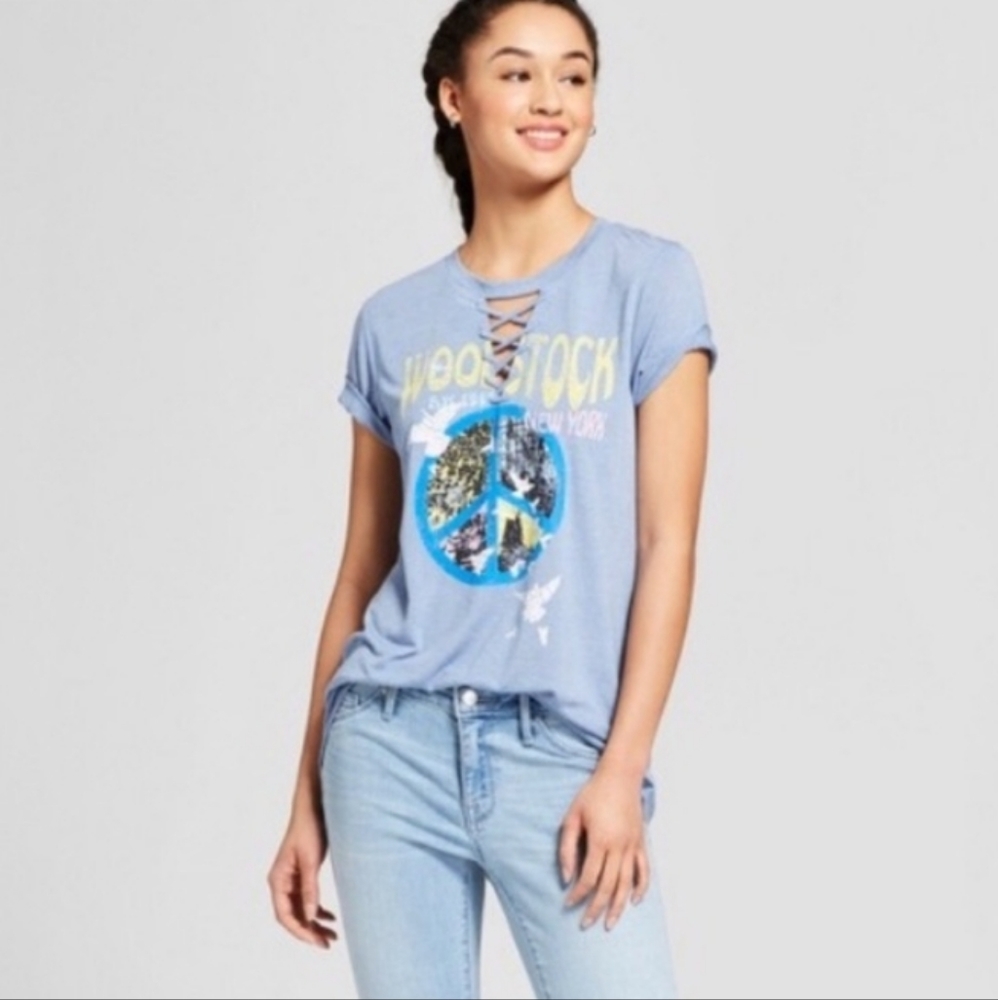 Jerry Leigh Woodstock Distressed Graphic Tee Size Small - Picture 3 of 8